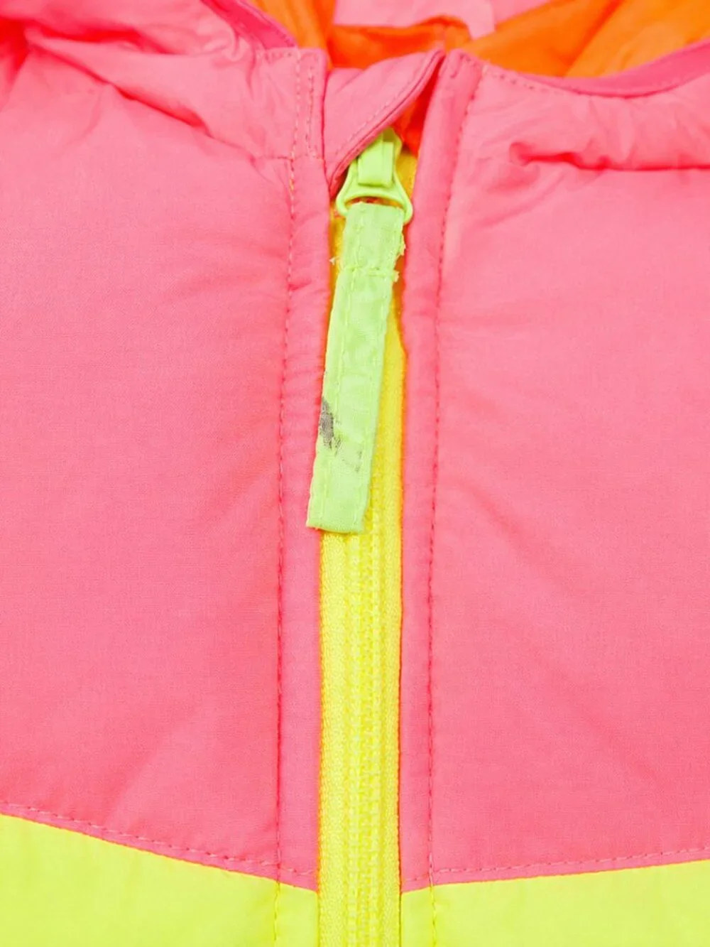 R1881 by S. Rothschild Neon Colorblock Puffer Jacket Hooded